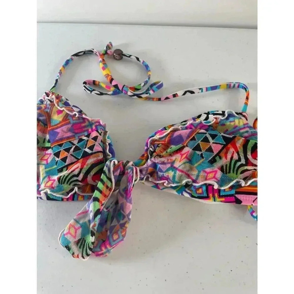 Women's OP Multicolor String Bikini Swimsuit Boho Beach Size S 0308 - Picture 5 of 12